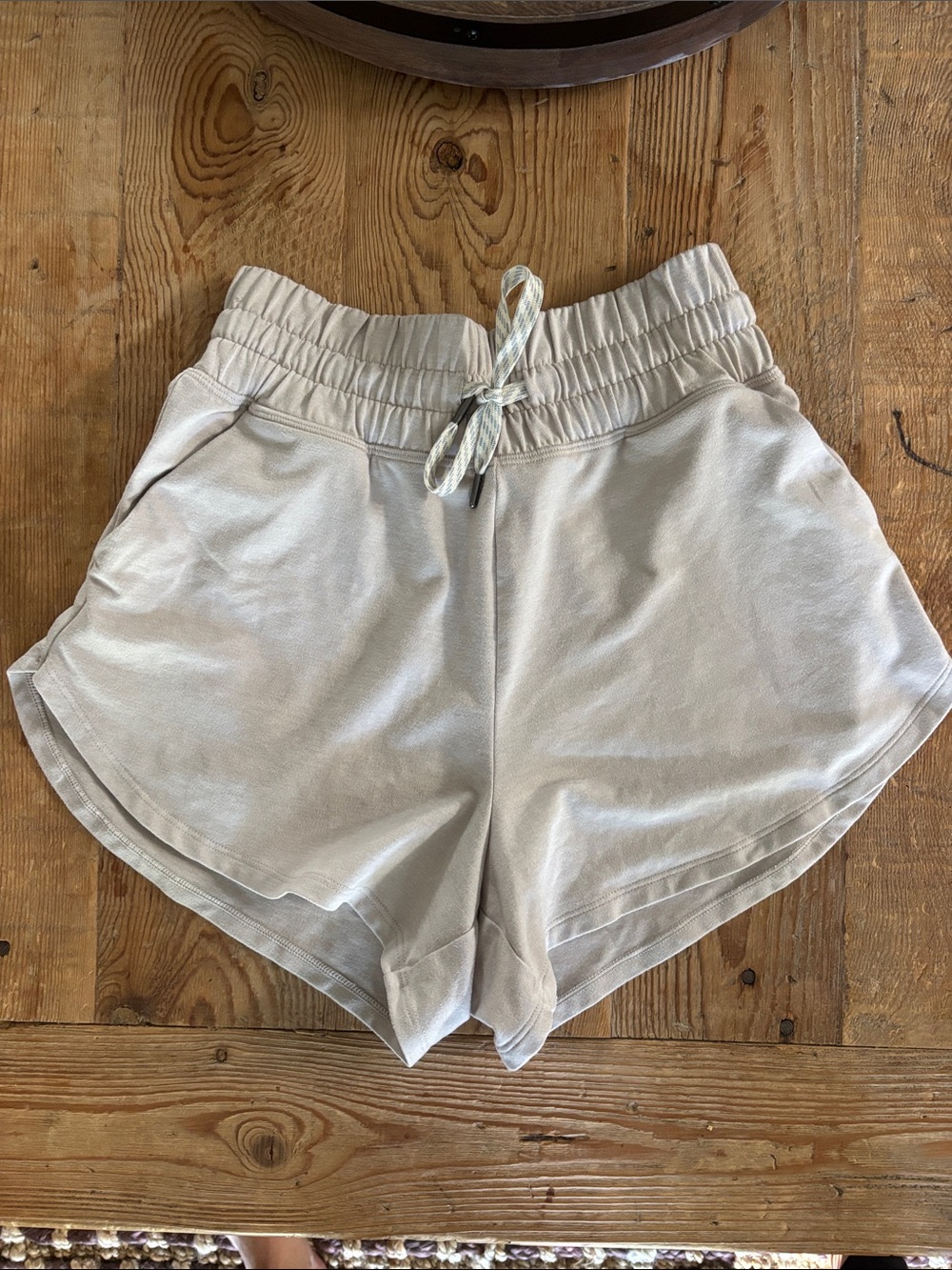 Women’s Drawstring Elastic Waist Beige Shorts